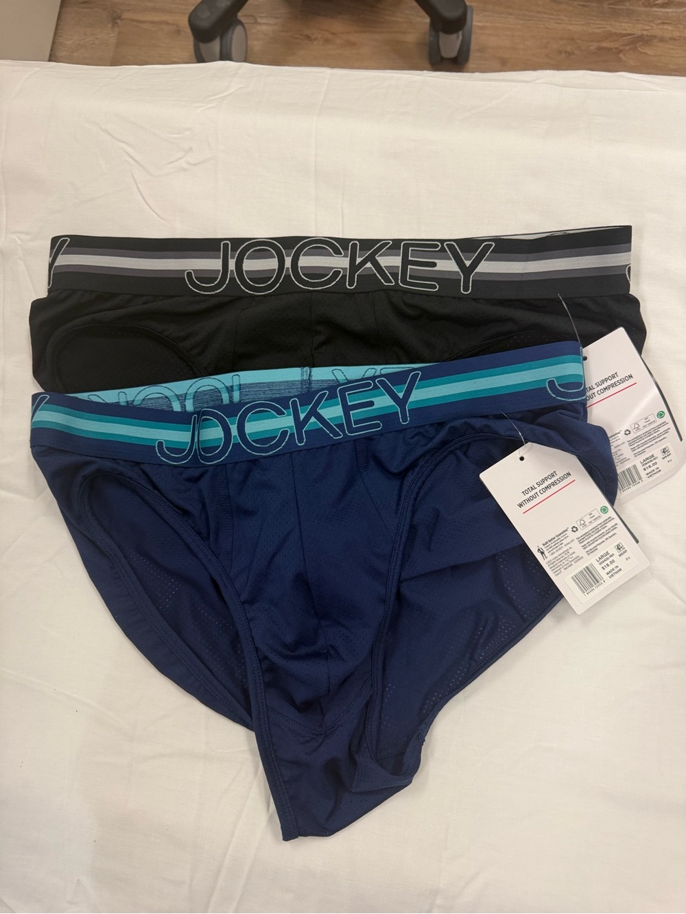 Jockey Men's Briefs 2-Pack in Black & Navy with Logo Waistbands